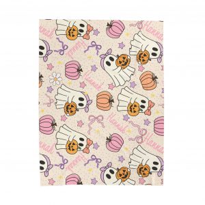 Cute Halloween Ghost Plush Blanket – Velveteen Pumpkin Pattern Cozy Throw